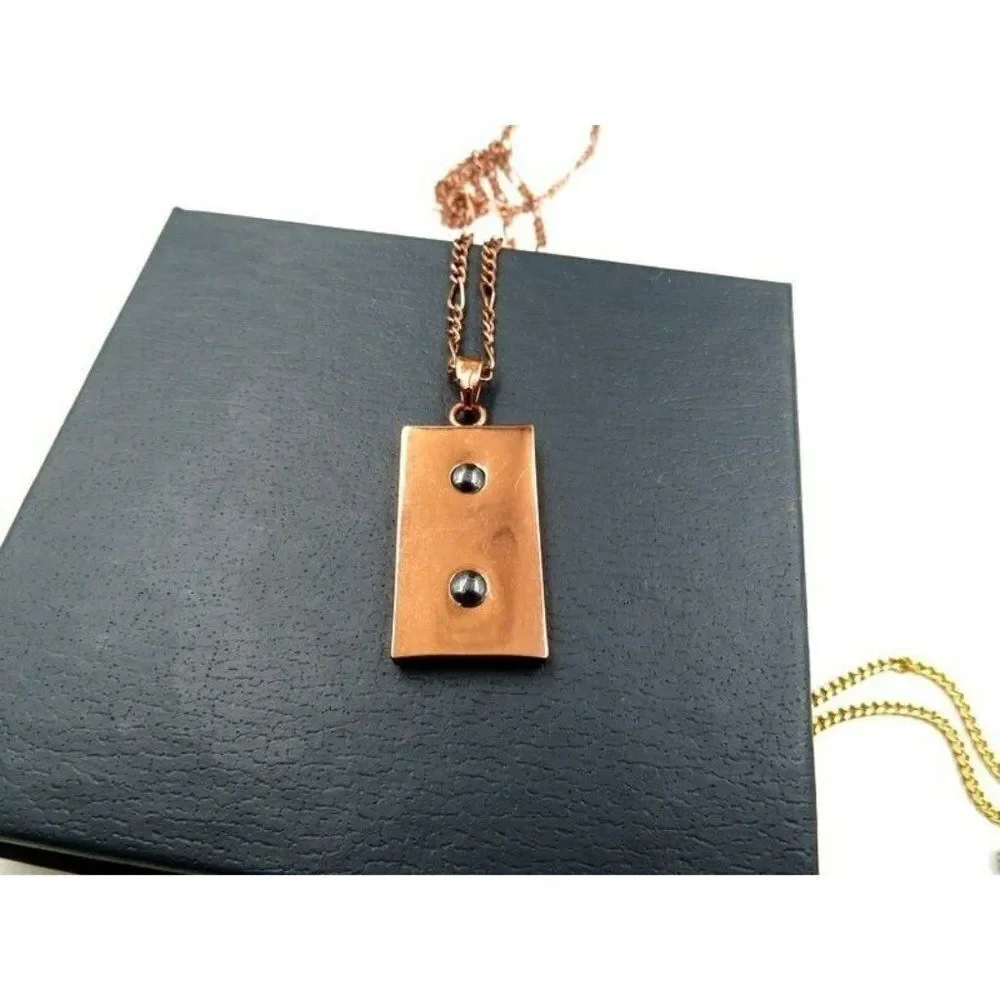 DANBURY MINT Brass Black Tone Dog Tag Chain Necklace 22